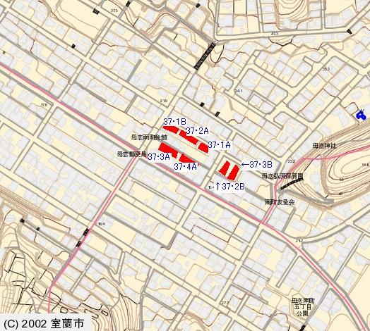 母恋南町団地(母恋南町郵便局裏)の所在地図